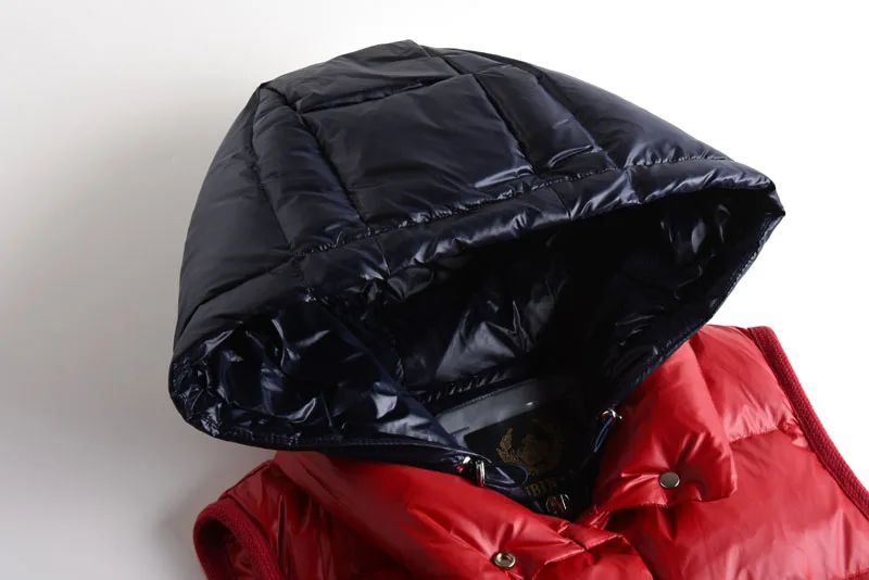 Women Down Vest Winter Hooded Glossy Thicken Warm 90% White Duck Down Jacket Ladies Fashion Contrast Color Winter Outwear