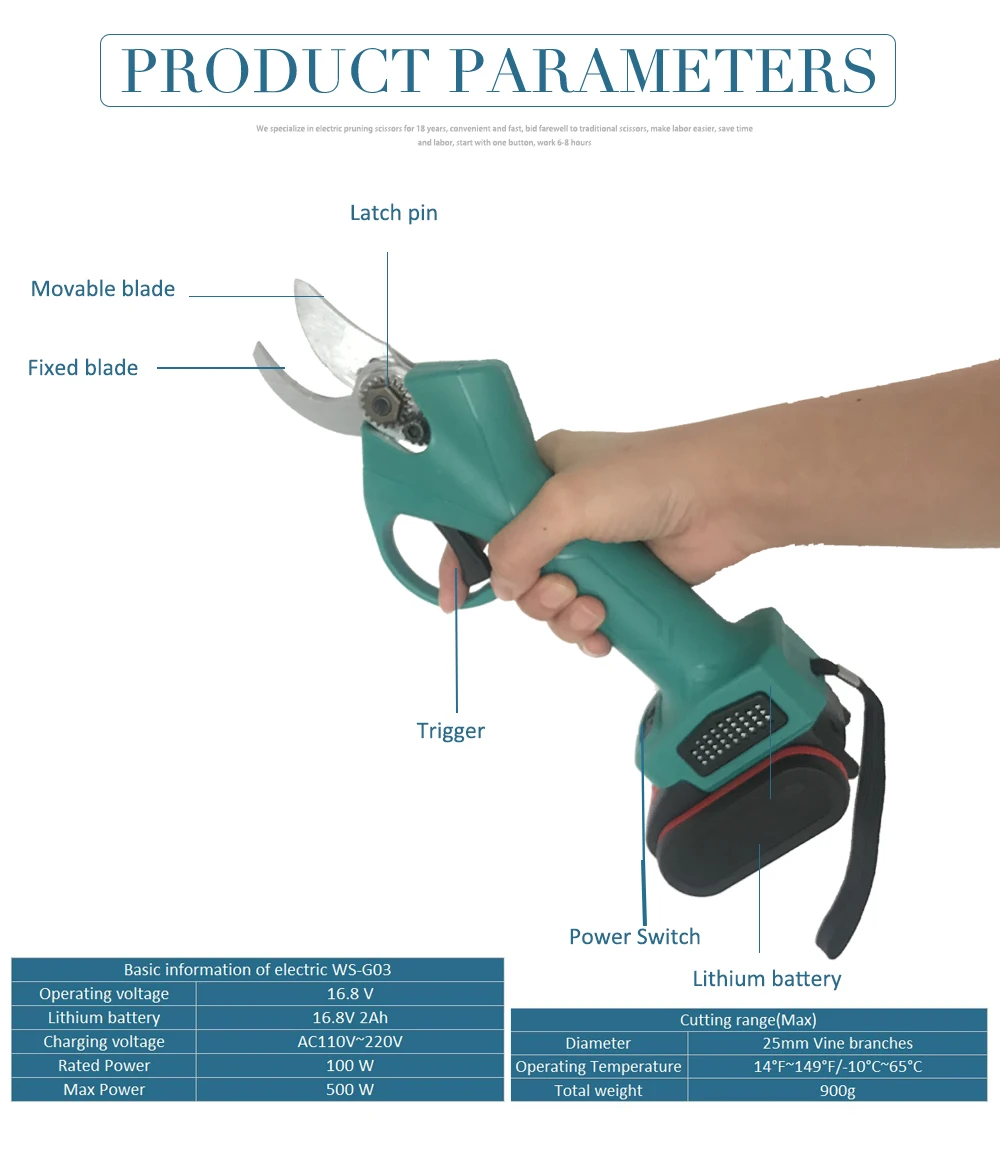 Ножницы для резки фруктовых деревьев, электрические ножницы с инструментами 16,8 в 21 в, литий-ионная аккумуляторная батарея, ножницы для резки для садового хозяйства