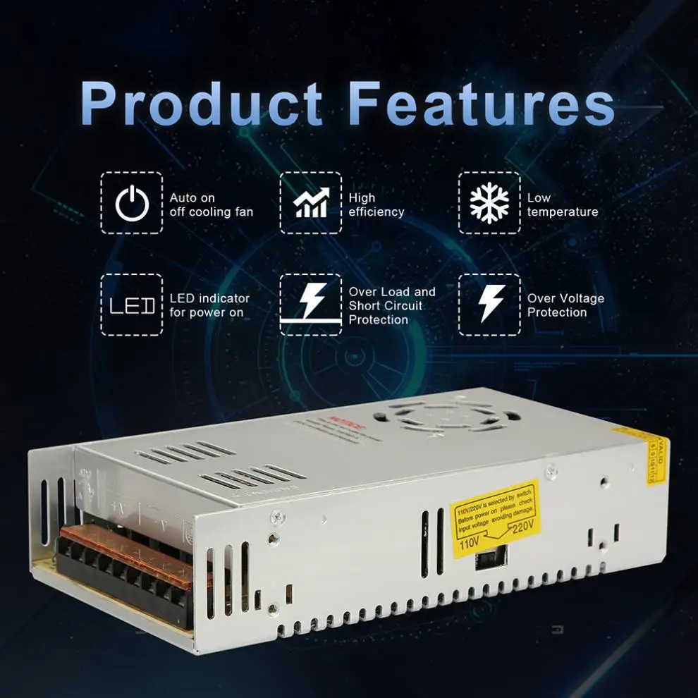 DC 12V 30A 360W алюминиевый сплав переключатель питания Драйвер адаптер источник трансформатор для светодиодной ленты светильник оборудование для мониторинга