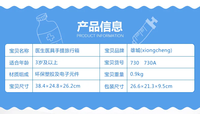 Xiong cheng Набор доктора ручной путешествия Lugguge-раздвижные образовательные игры Дом Кухня синий подарок на день рождения игрушка 730