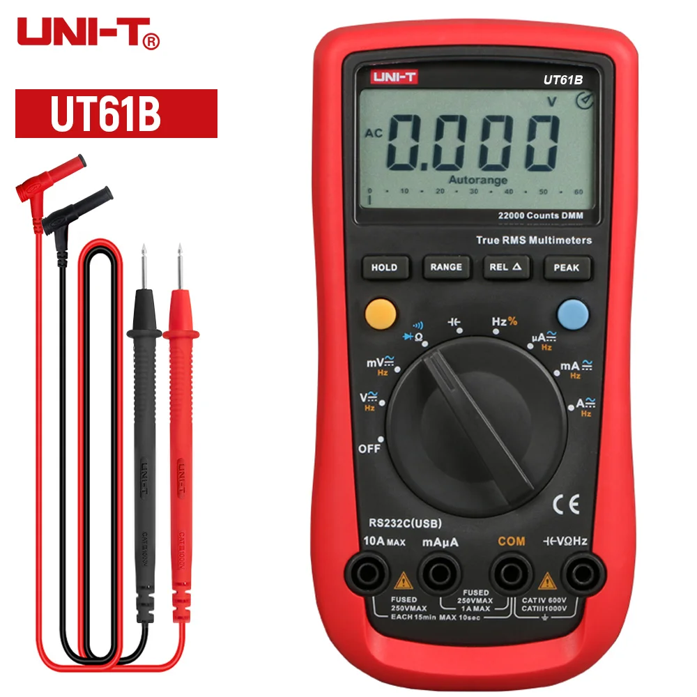UNI-T UT61B Цифровые мультиметры True RMS автоматический выбор диапазона хранение данных