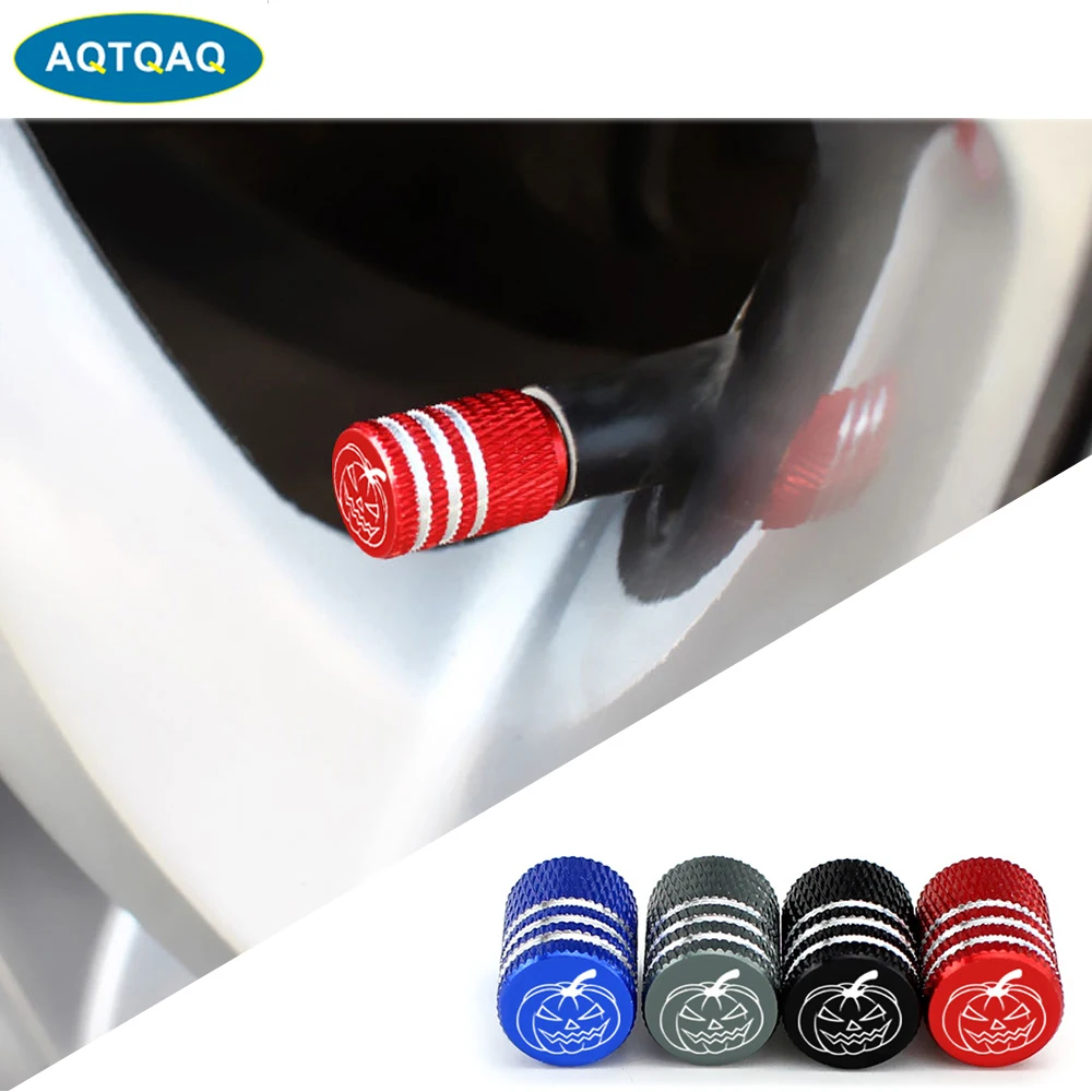 4PcsSetCarTireValveStemsCapKnurlingStylePumpkinTireValveCap