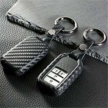 

Peacekey Carbon fiber silicone rubber car remote key fob cover case for Honda 2016 2017 CRV Pilot Accord Civic Fit Freed keyless