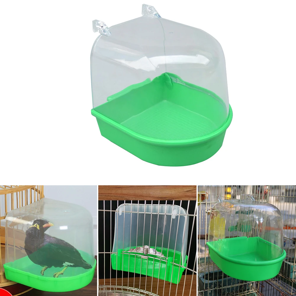 Plastic Bird Bathtub Water Bath Shower Box Parrot For Parakeet Lovebird