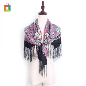 

Women's Boho Printed Tassel Scarf Shawl Ethnic Style Cotton Flower Pattern High-end Scarf Holiday Glittery