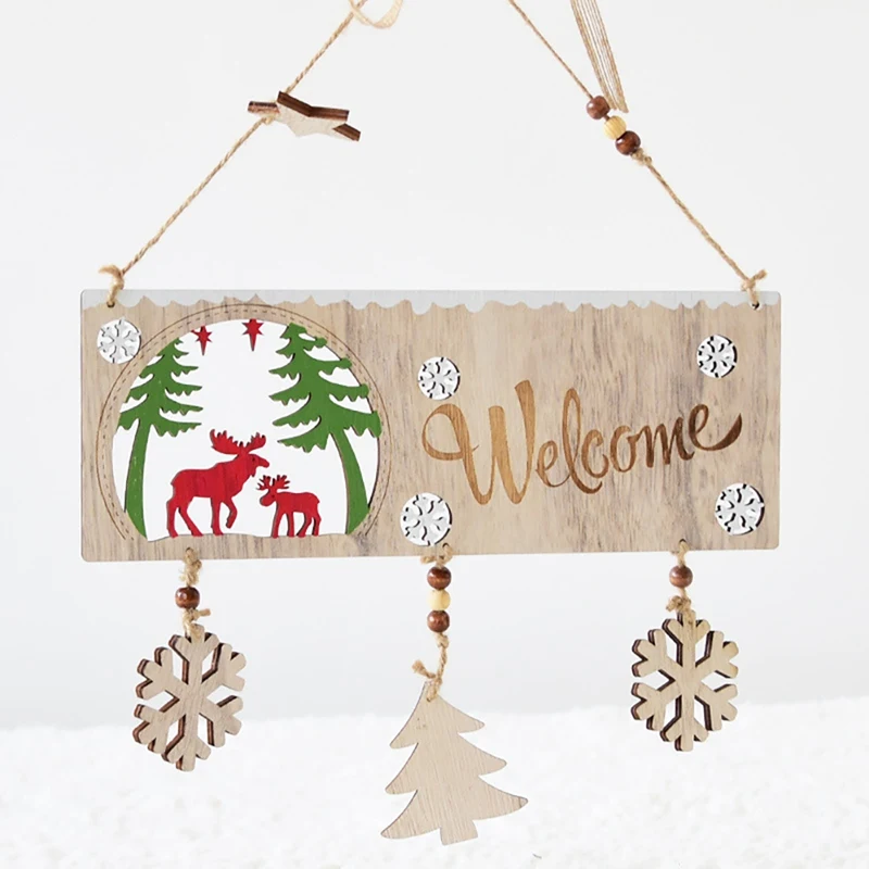Рождественские приветственные знаки, деревянные поделки, висячие украшения для дома, двери, окна, стены, дерева, украшения