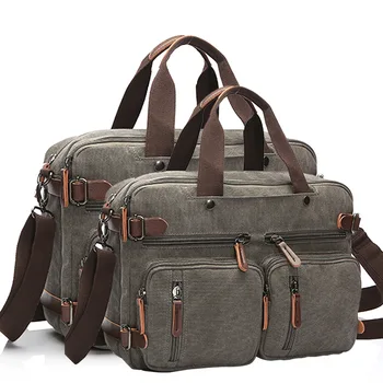 

Casual Canvas Bag Business Briefcase Portable Messenger Shoulder Three-use Bag Large 17-inch Computer Bags