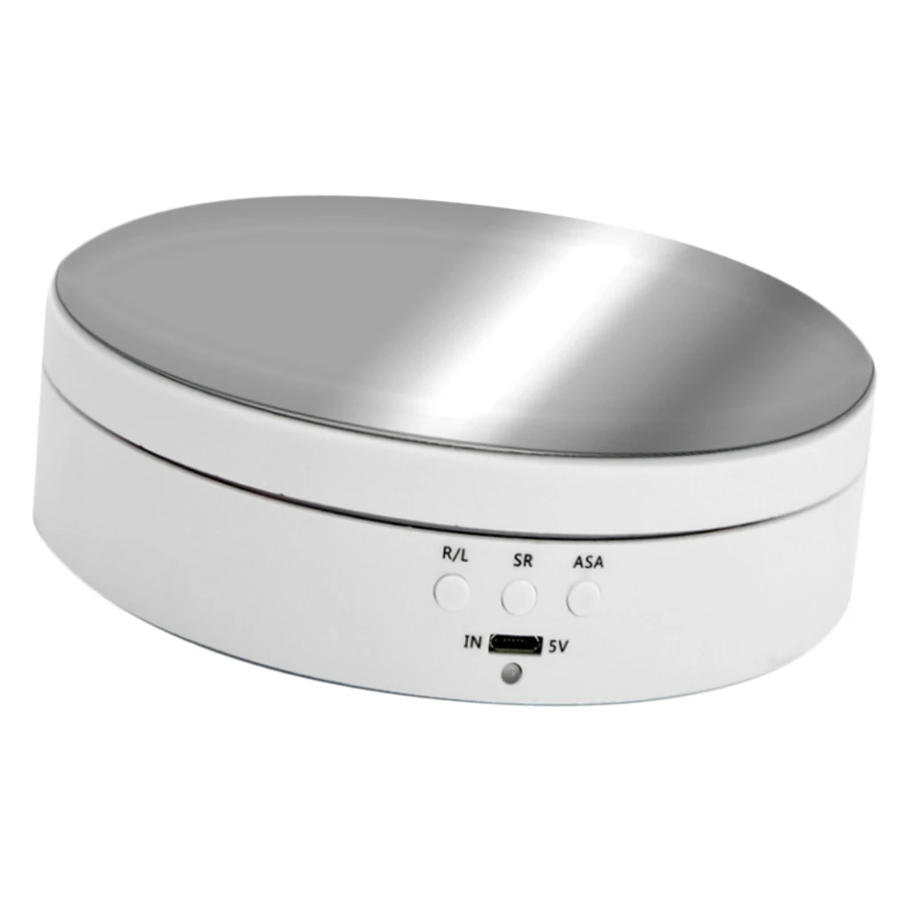 3 Speeds Rotating Display Stand Base Turntable Mirror Top, Battery/USB Powered - 2 Colors for Choose