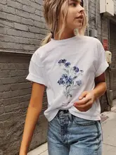 Forget Me Not Floral Tshirt Botanical Tee Wildflower Girl's T -shirt Aesthetic Boho Tee