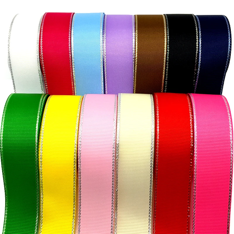 5-Yards-1-25mm-Ribbon-Wedding-Decoration-Silver-Metallic-Edge-Grosgrain-Ribbon-Gift-Wrapping-Hair-Bows