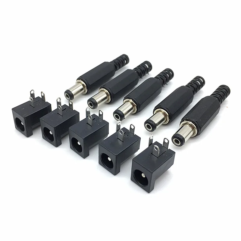 Male5 Female5 type4 10 шт. DC контакт разъема питания 2,1x5,5 мм Гнездовой разъем Jack+ штекер Jack гнездо адаптер PCB Крепление DIY разъем адаптера 5,5x2,1 - Цвет: Male5 Female5 type4