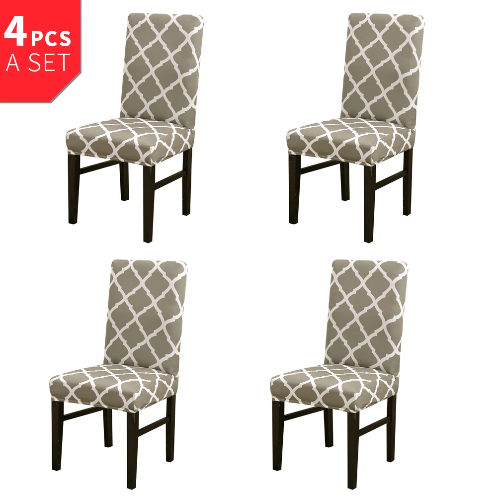 4pcs grey green 1/2/4 шт. съемный чехол для стула Чехол Эластичный геометрический чехол с принтом для обеденного стула Защитная крышка сиденье для свадьбы - Цвет: 4pcs grey green