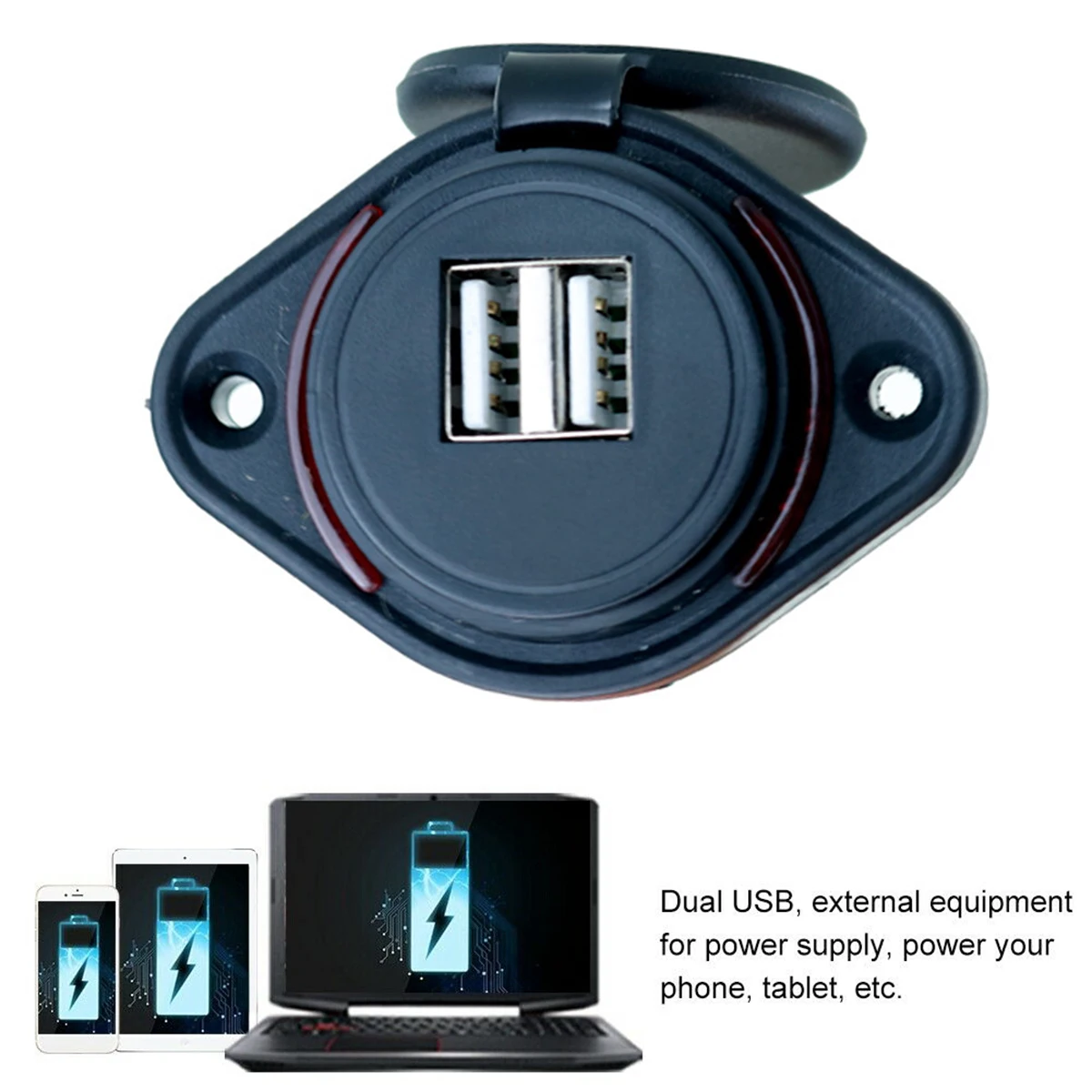 

12-24V 3.1A Dual USB Charger Power Socket Adapter Charging Panel Mount for Motorbike Car Boat ATV UTV Camper Caravans