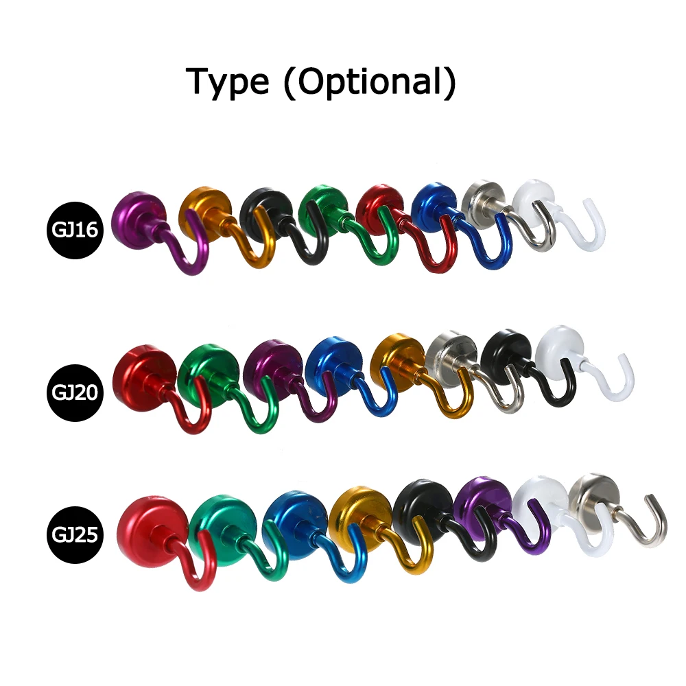 

8pcs Colorful Portable Practical Magnetic Hooks Heavy Duty Neodymium Magnet Hook Set Magnetic Single Hook For Various Places