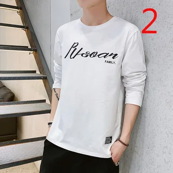 

2019 men's long-sleeved t-shirt men's white cotton dress shirt autumn tide