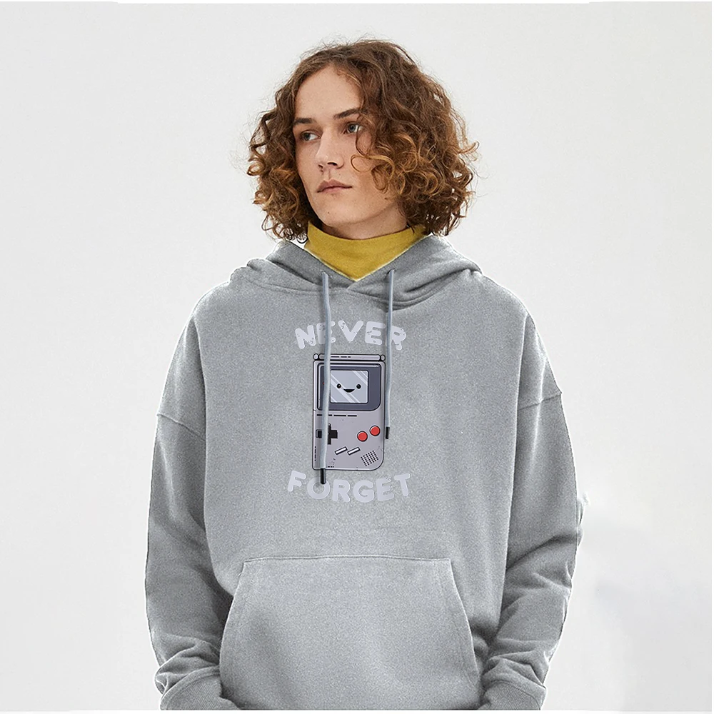 

Pullover Male Never Forget Game Console Game Console Pattern Clothes Sportswear For Man Hip Hop Street Hoodies Warm Mens Hoodies