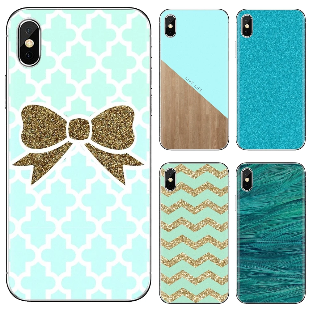 For iPhone 11 Pro 4 4S 5 5S SE 5C 6 6S 7 8 X 10 XR XS Plus Max iPod Touch Soft Case luxury green mint Blue Glitter chevron | Мобильные