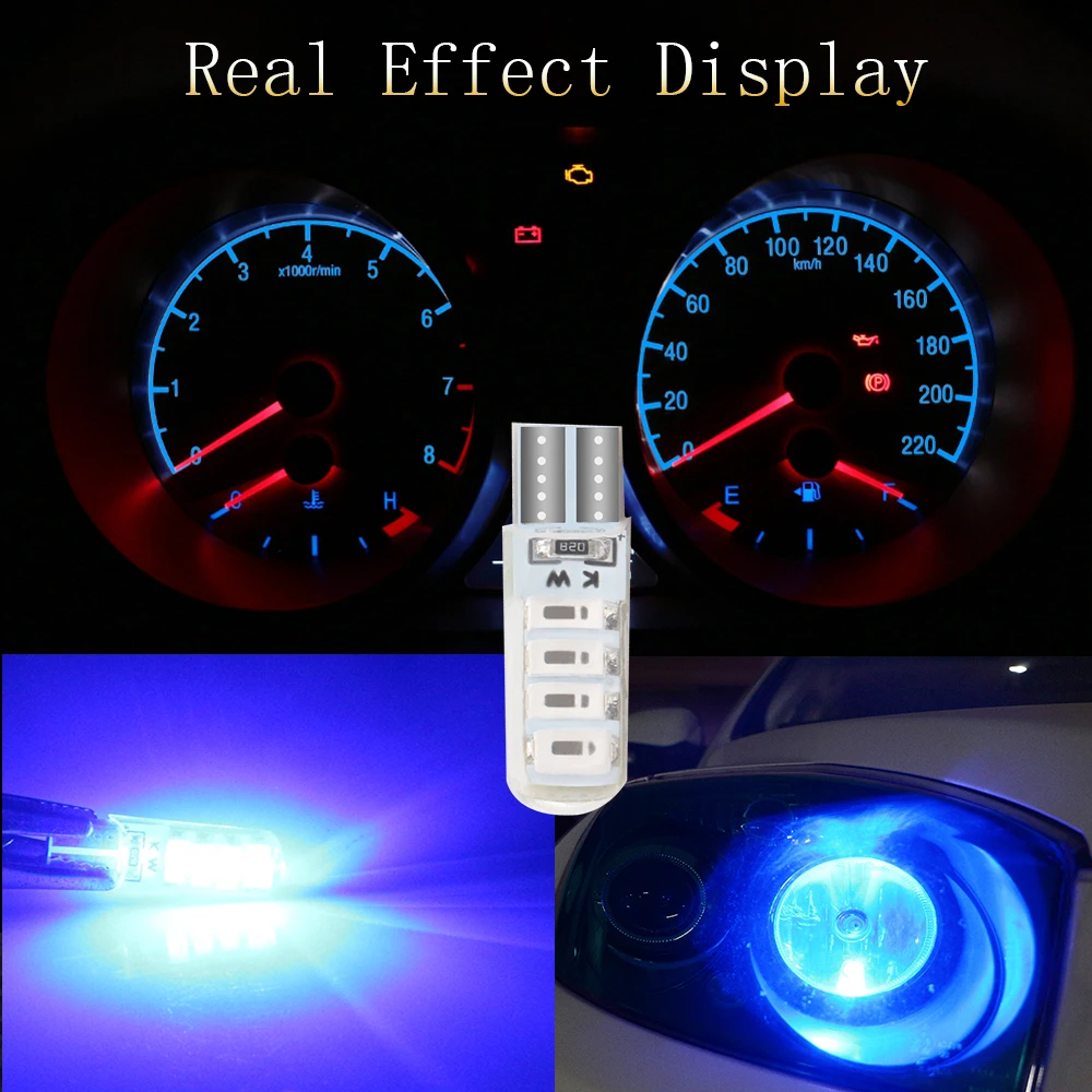 100 шт. DC 9-16V T10 5630 8 SMD Led Автомобильный источник освещения кремнезема Габаритные и поворотные автомобильный световой указатель свет автомобильная лампа 240LM белый красный синий
