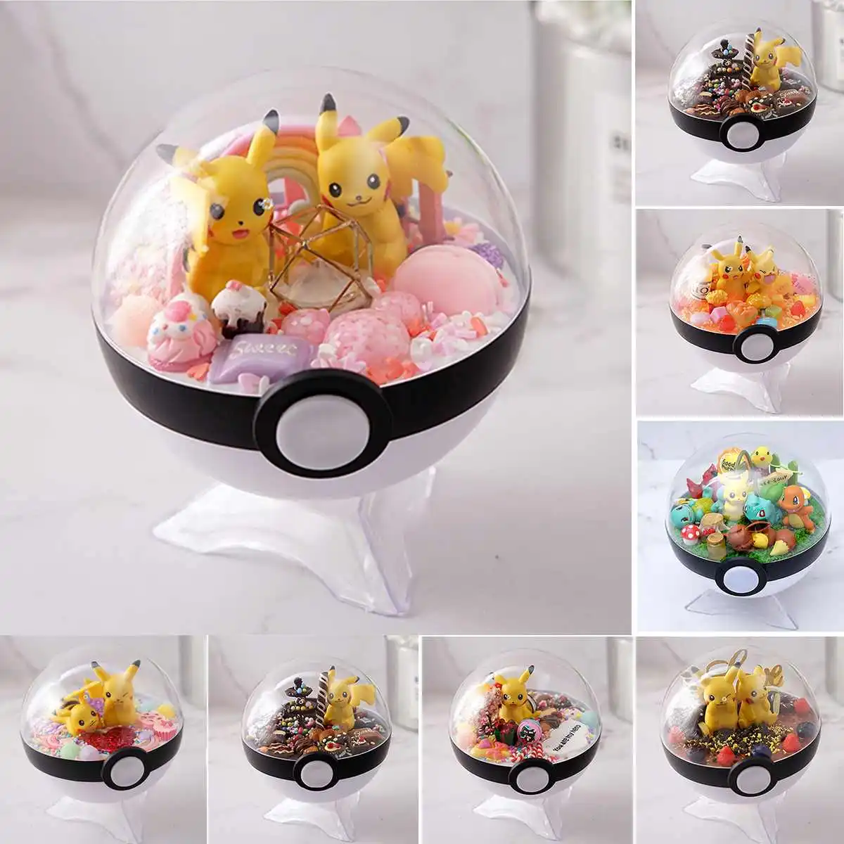 Прозрачный шар Pika Charizard Squirtle pokemones, фигурки, игрушки, украшение комнаты, подарок для детей, рождественские подарки для Пикачу
