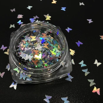 1 Box Holographic Butterfly Shape Nail Glitter Flakes Sparkly 3D Colorful Sequins Spangles Polish Manicure Nails Art Decoration