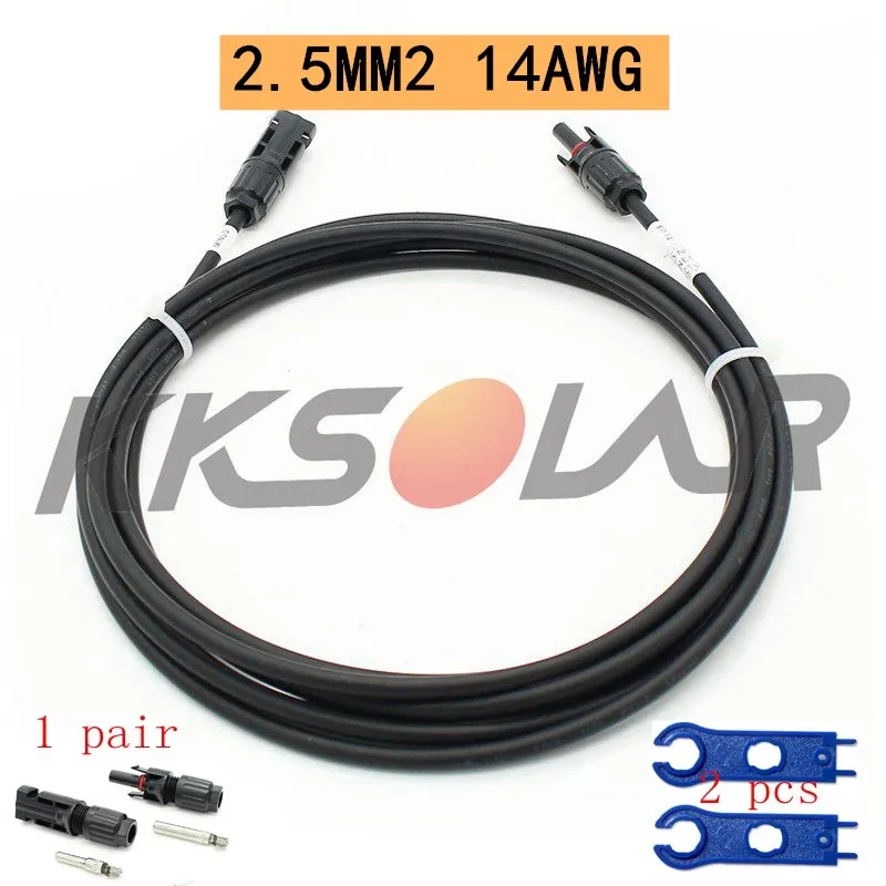 

2.5mm14AWG Solar Extension Cable with Female and Male Connector with Extra Free Pair of Connectors Solar Panel Adaptor Kit Tool
