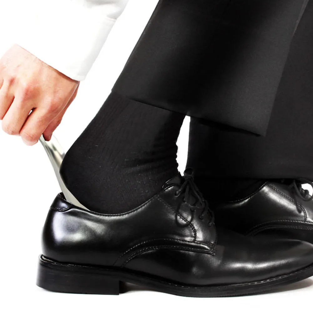 17 см для обуви из нержавеющей стали рог универсальный дорожный Shoehorn PU ручка для обуви рожок с кожаным ремешком дорожный рожок легко носить