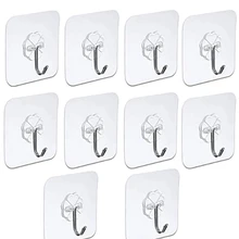 Crochets muraux adhésifs, transparents, réutilisables, antidérapants, sans trace, robustes, pour salle de bain et cuisine, 5/10/20 pièces