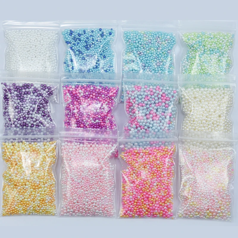 10 г/пакет Nail Pearl Стразы смешанных цветов (белый/розовый/синий...) Круглые жемчужные