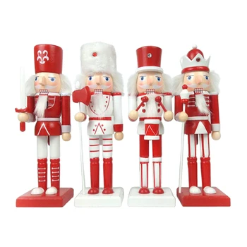 

4 Pieces Wooden Christmas Nutcracker Figurine Soldier Dolls Christmas Tree Ornaments Home Party Xmas Decorations