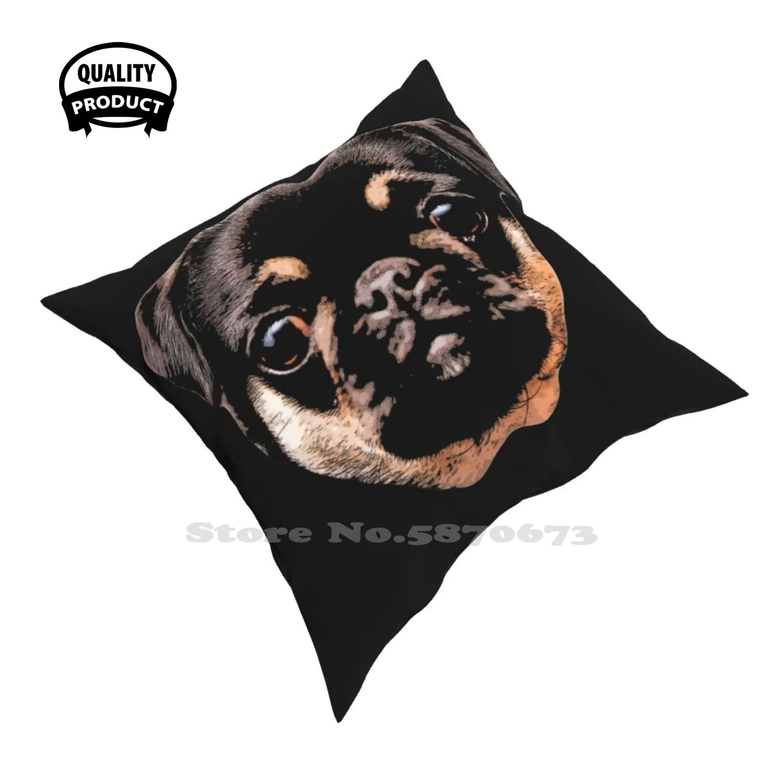 Roxy The Pug - Head Funny Cute Decor Square Federa Roxy Pug Dog Music Sven Julia