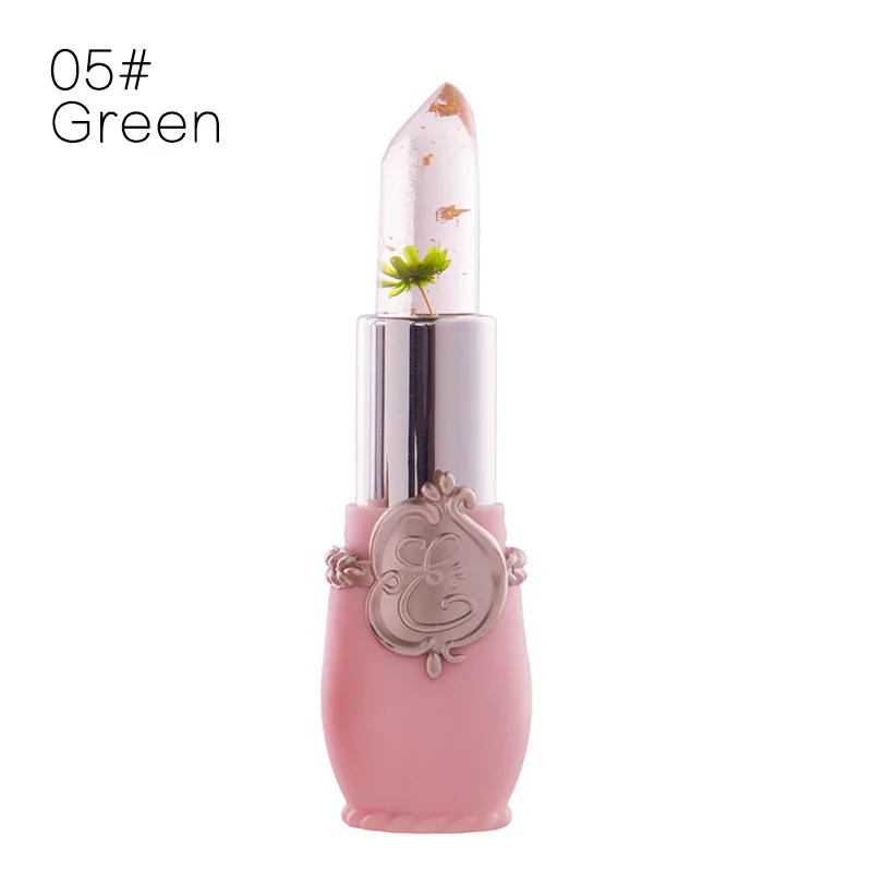 Flower Lip Blam Temperature Changed Color Makeup Moisturizer Lip Blam Transparent Long-lasting Pink Magic Lipstick Jelly 6 Color - Цвет: 05Green