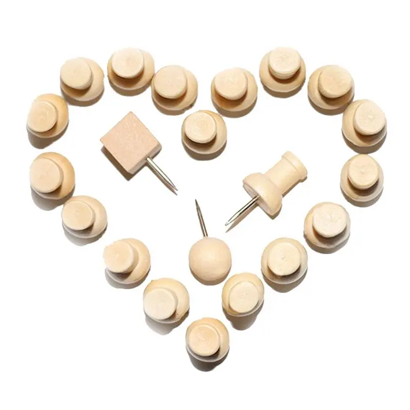 

Wood Push Pins,Combine Octagon I-Shape Round Square Cylinder Straw Hat Shape Wooden Thumb Tacks Decorative For Cork Boards Map