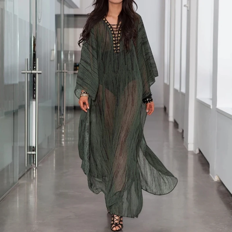 Chiffon Beach Cover up Vestido de playa Swimsuit cover up Pareo Beach Robe de Plage Bikini Cover up Swimwear women Long Dresses