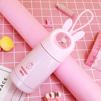 Rabbit Pink 330 мл мультфильм термос чашка детская Милая бутылка для воды для девочек Нержавеющая сталь вакуумные, сохраняющие Тепло Кружка креативные подарки ко дню рождения - Цвет: Rabbit Pink