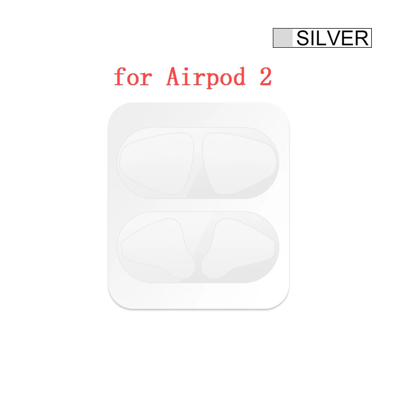 silver2 Пыленепроницаемая Встроенная наклейка для AirPods 2 Чехол-коробка наклейка защита от пыли Защитная пленка для наушников для Apple AirPods 1 крышка наклейка s - Цвет: silver2