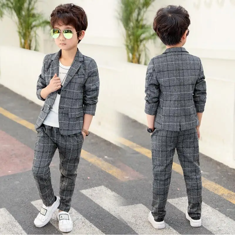 

2021 Clothes Spring Autumn Winter Baby Boys Clothes Set Plaid Gentleman Top+Pants 2pcs Set Baby Outfits Suit Teenager Clothing