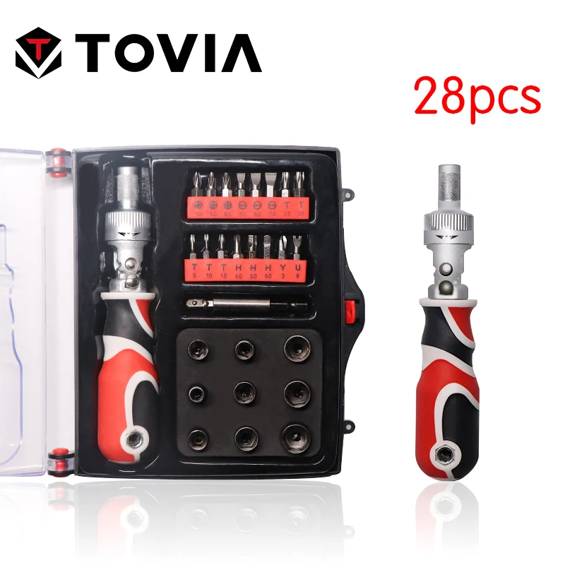 

TOVIA 28pcs Flexible Precision Screwdriver Sets Torx Bits Ratchet Screwdriver Kit For Phone Home Repair Tool Set