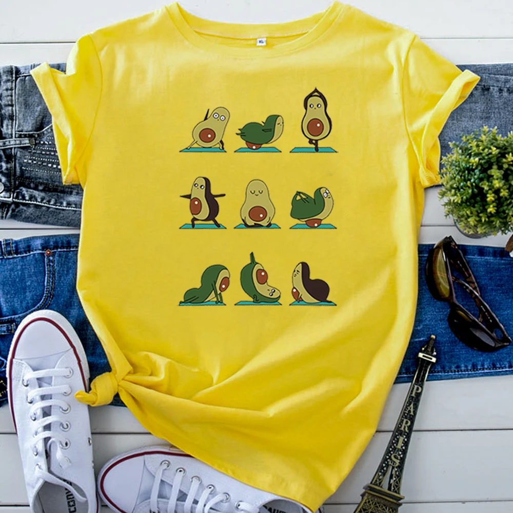 Avocado Fruit Cartoon Villain Funny Printing T-Shirts For Women Harajuku Gothic Clothing High Quality Punk Style Woman T Shirts