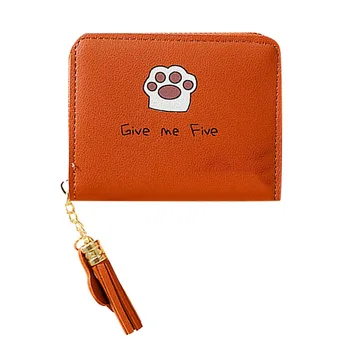

Women’ s Outdoor Fashion Trend Solid Color Flower Fringed Leather Card Wallet
