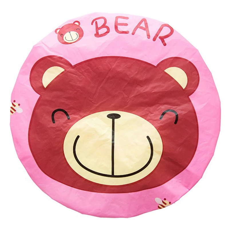 Pink bear Милая мультяшная шапочка для душа, женская шапка для ванны и сауны, кружевная эластичная повязка на голову, шапка для спа, женская шапка для защиты волос, шапочка для душа, 2 шт - Цвет: Pink bear