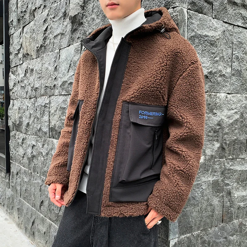 

Men's Winter Warm Jacket Korean Style Trendy Winter Jacket Couple Lamb Wool Plus Velvet Cotton Jacket Fashion Jacket Men