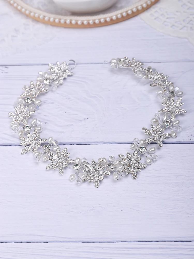 Hair Accessories Bridal Hair Accessories Bridal Jewelry Set Silver Tiara Rhinestone Pearl Headband