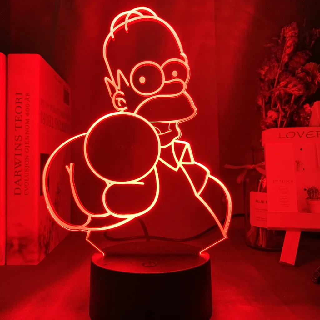 Симпсоны рисунок 3d иллюзия светодиодный Ночной светильник, уникальный подарок на день рождения для детей, украшение для детской спальни, Usb Батарея, настольная лампа