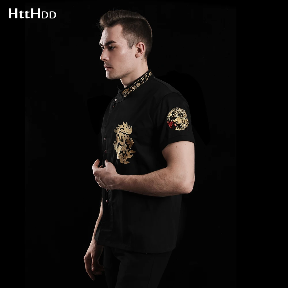 

wholesale Unisex Breathable Short Sleeve Professional Chef Uniform Dragon totem Cooking Cook Jacket Bakery Chef working Uniform