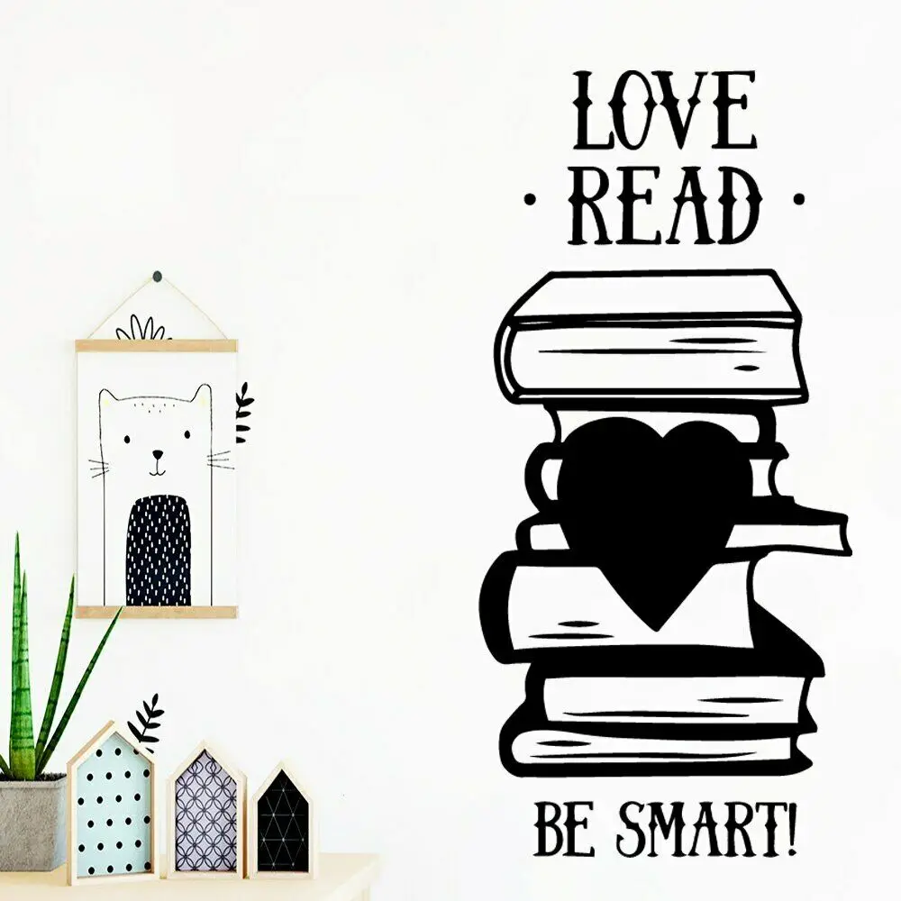 Read Love наклейки на стену для детской комнаты украшение книжного магазина символ
