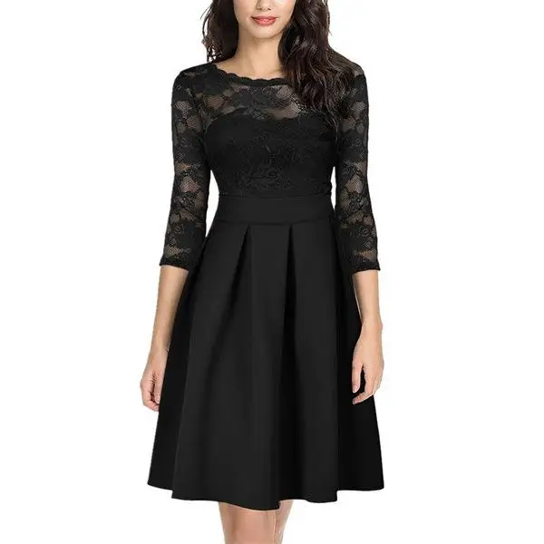 Осень и зима, новинка, 5 цветов, Vestido Mujer, Ретро стиль, кружевное, ночное, кружевное, сексуальное платье, платья для женщин, вечерние, большие размеры, S-3XL - Цвет: Photo Color