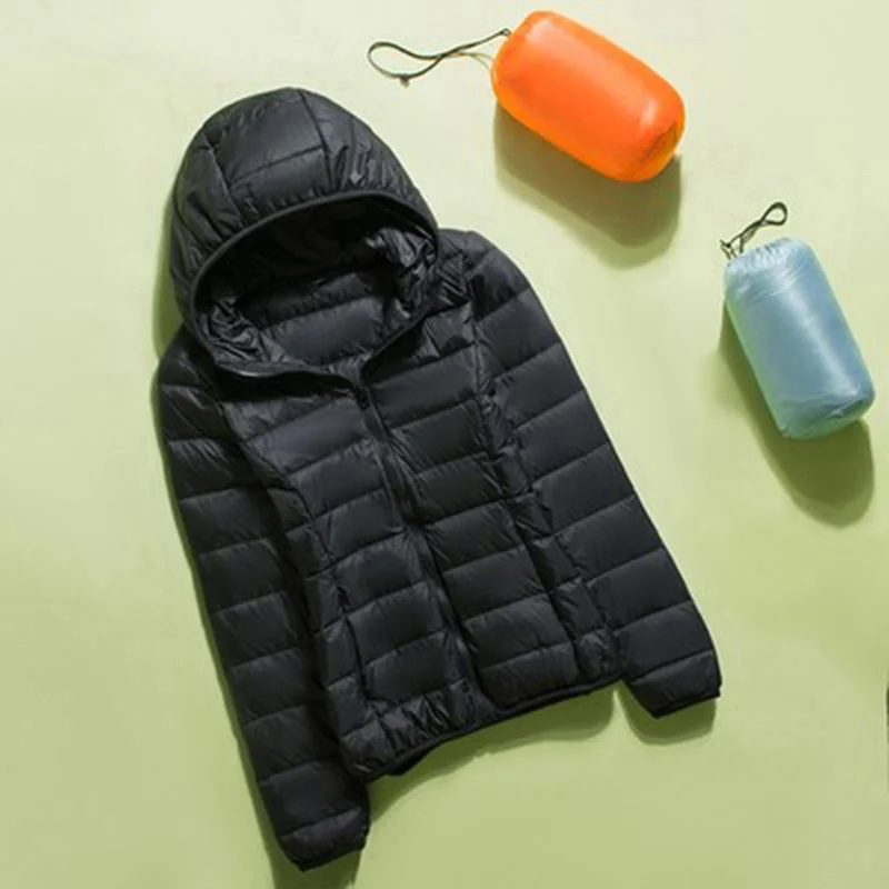 White Duck Down Jacket Warm Coat Parkas 2023 Autumn Winter New Women Ultralight Hooded Parka Down Jacket Female Coat
