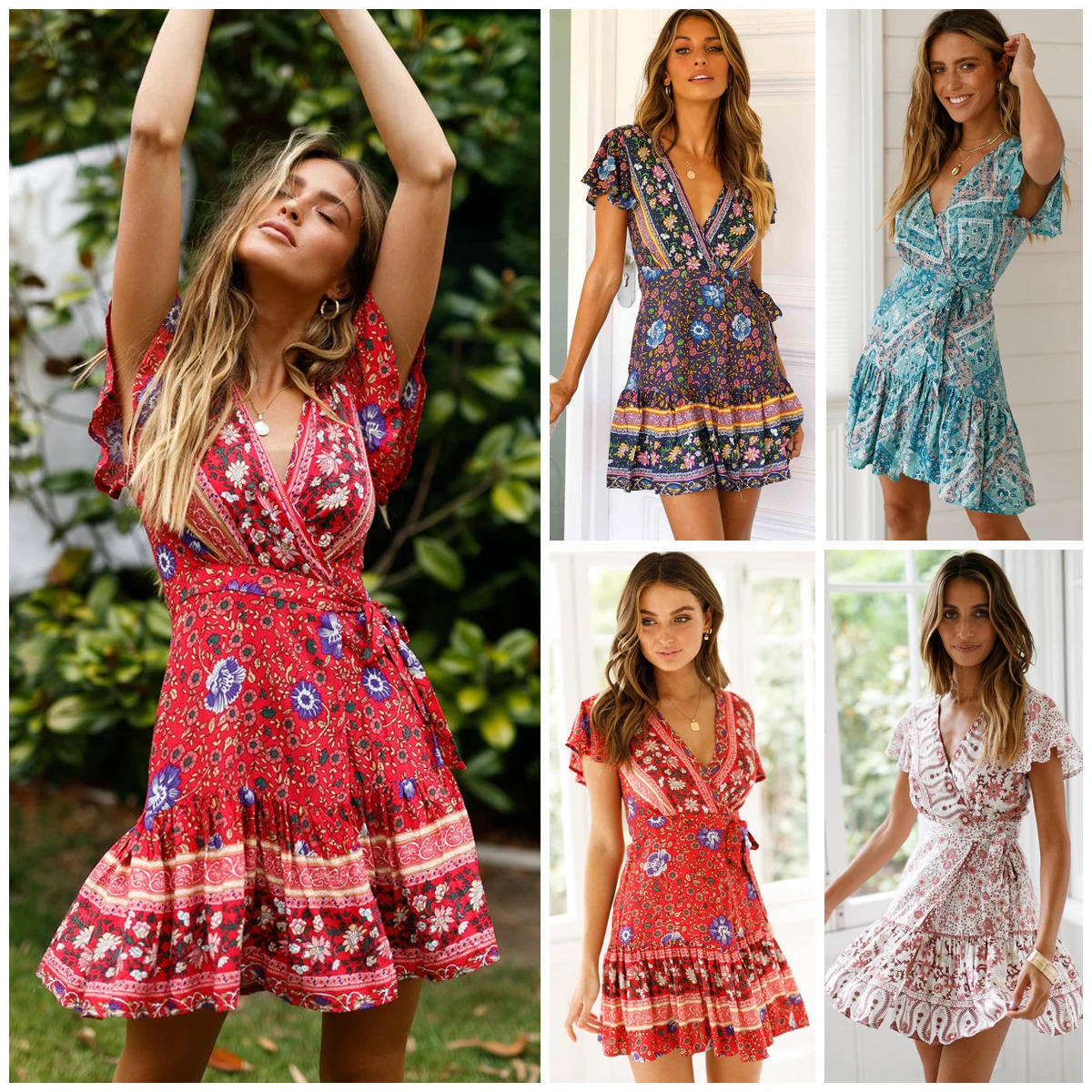 Женские шифоновые летние цветочные платья Boho вечерние пляжные сарафаны для отдыха