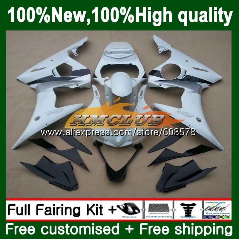 Корпус для YAMAHA YZF600 YZFR6S 2006 2007 2008 2009 глянцевый белый 126CL. 68 YZF-600 YZF R6 S R6S 06-09 YZF-R6S 06 07 08 09 обтекатели