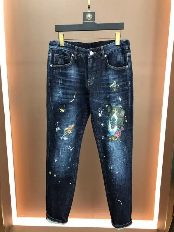 AH1258, модные мужские джинсы,, Подиумные, Роскошные, известный бренд, Европейский дизайн, вечерние, Стильная мужская одежда